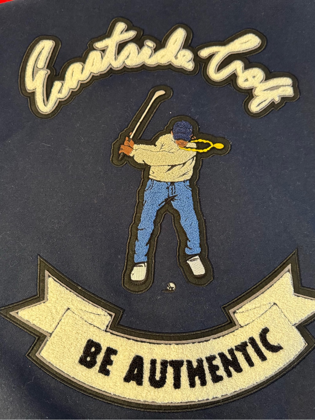 Eastside Golf Be Authentic Varsity Wool Leather Sleeves Blue Jacket Men’s Xl Euc — image 6 of 8